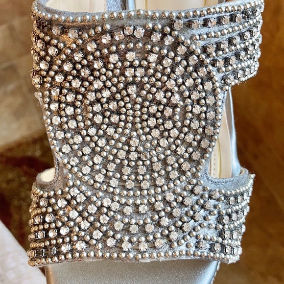 Alex Marie Rhinestone and Beaded Wedge Sandal - Picture 4 of 10